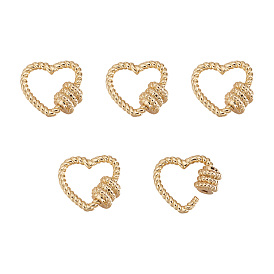 Brass Screw Carabiner Lock Charms, for Necklaces Making, Heart