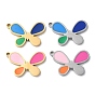 304 Stainless Steel Pendants, with Enamel, Butterfly Charm
