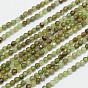 Faceted Natural Green Garnet Round Bead Strands, Andradite Beads, 3mm, Hole: 1mm, about 132pcs/strand, 15.5 inch