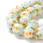 Handmade Lampwork Beads Strands, Round with Polka Dot Pattern