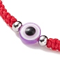 Bracelet de perles tressées en résine mauvais œil, bracelet réglable pour femme