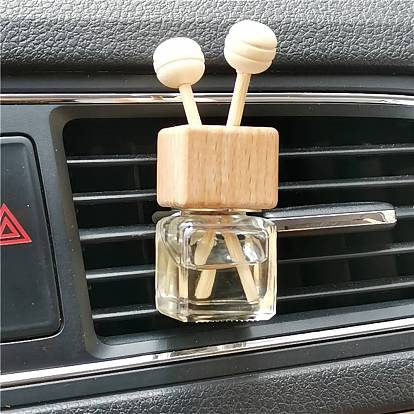 Air Freshener Glass Bottles, with Clip and Aroma Stick, for Refillable Empty Perfume Bottles