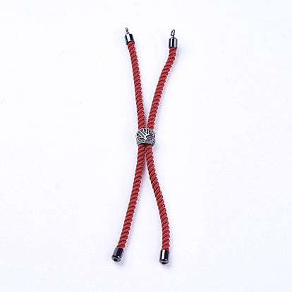 Fabrication de bracelet en nylon torsadé, fabrication de bracelet de curseur, avec les accessoires en laiton, sans cadmium et sans plomb, plaqué longue durée, arbre de la vie, rouge