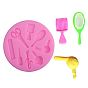 Hair Tools Design DIY Food Grade Silicone Molds, Fondant Molds, For DIY Cake Decoration, Chocolate, Candy, UV Resin & Epoxy Resin Jewelry Making, 80x8mm