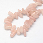 Natural Rose Quartz Stone Bead Strands, Nuggets,  about 13~22mm long, 6~9mm wide, 4~9mm thick, Hole: 1mm, about 60pcs/strand, 15.7 inch