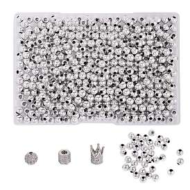 6 pcs 3 styles perles de zircone cubique en laiton micro pavé, avec 350 pcs perles en plastique ccb, rond & couronne & hexagone