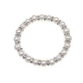 Pulseras elásticas con cuentas de perlas de imitación de plástico para mujer