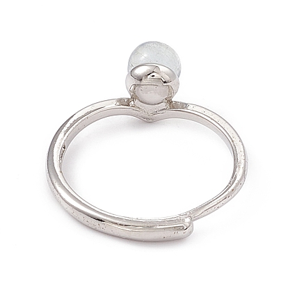 Регулируемые кольца из натуральных драгоценных камней, латунные кольца на палец платинового тона для женщин
