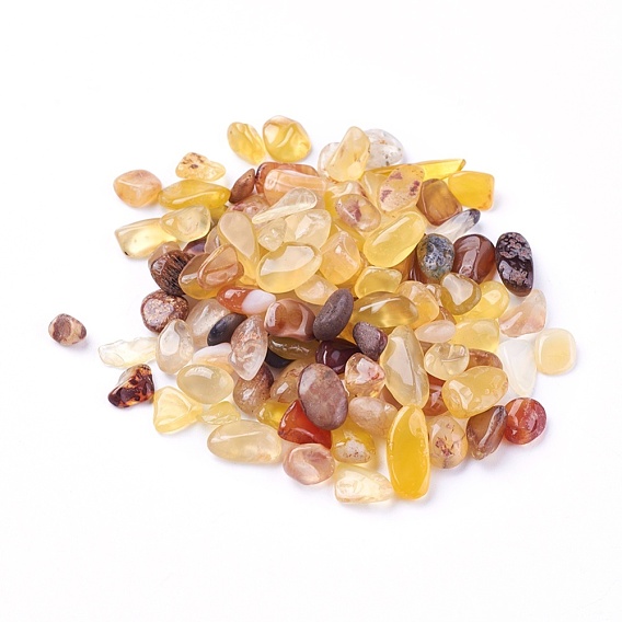 Natural Yellow Agate Beads, Dyed, Undrilled/No Hole, Chips
