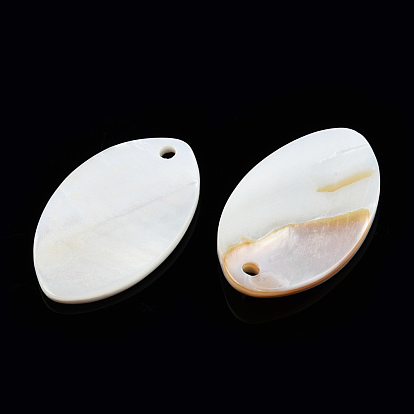 Pendentifs de coquillages d'eau douce naturelle, charme ovale