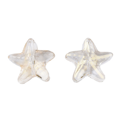 Perles de verre peintes par pulvérisation transparent, avec de la poudre de paillettes, étoiles de mer