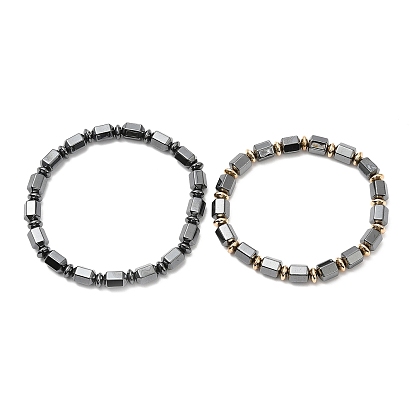 Synthetic Non-Magnetic Hematite Column Beaded Stretch Bracelets