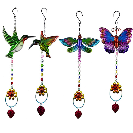 Decoraciones colgantes de colores del arco iris, atrapasol de vidrio, con fornituras de hierro, pájaro/mariposa/libélula