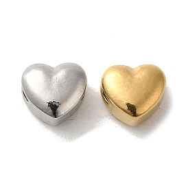 304 Stainless Steel Beads, Horizontal Hole, Heart