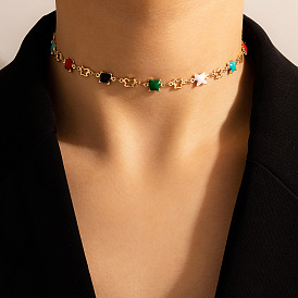Minimalist Geometric Colorful Single Layer Necklace - Versatile Fashion Accessory