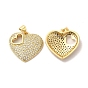 Brass Micro Pave Cubic Zirconia Pendants, Heart Charms, Golden