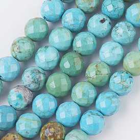 Brins de perles de magnésite naturelle, teints et chauffée, facette, ronde