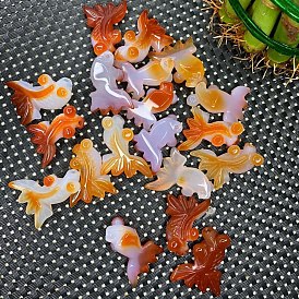 Natural Agete Goldfish Ornaments, Reiki Stones Home Office Desktop Feng Shui Decorations