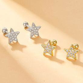 925 Sterling Silver Stud Earring, Zircon Star