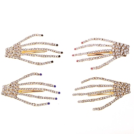 Gothic Halloween Alloy Rhinestone Skeleton Hand Alligator Hair Clips, Hair Accessories for Women, with Iron Findings