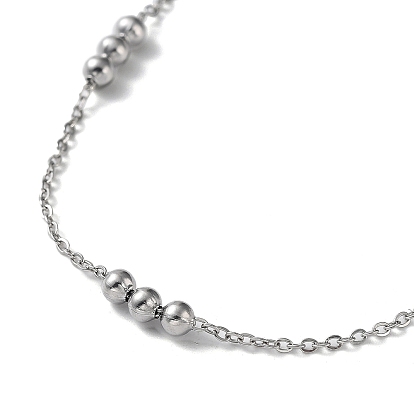 304 женские браслеты-цепочки с круглыми звеньями из нержавеющей стали и бисером