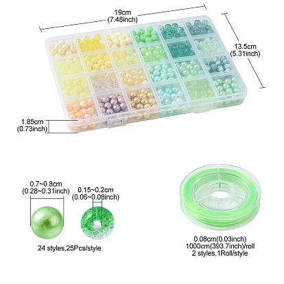 Kit de bricolaje para hacer pulseras elásticas, incluyendo cuentas redondas de perlas de imitación de acrílico y plástico, hilo elástico