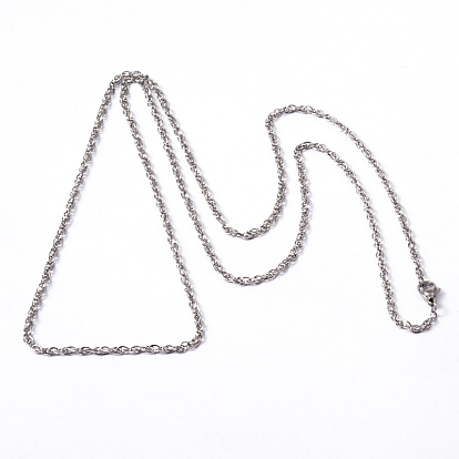 304 Stainless Steel Rope Chain Necklaces, with Lobster Claw Clasps, 29.72 inch(75.5cm)