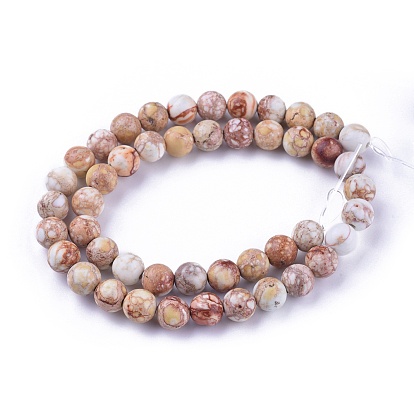 Natural Imperial Jasper Beads Strands, Dyed, Round