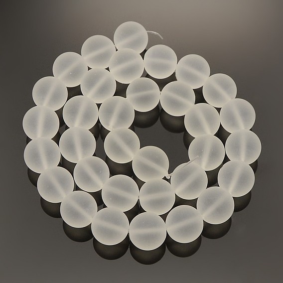 Frosted Transparent Round Glass Beads Strands