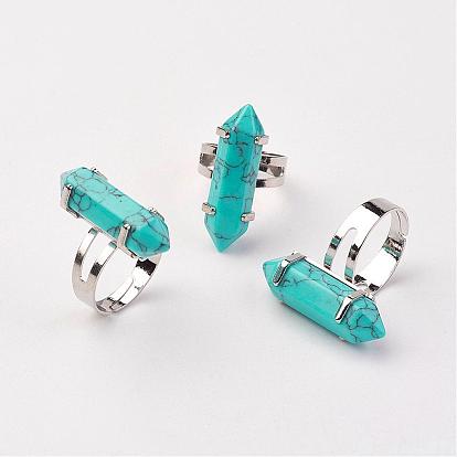 Synthetic Gemstone Finger Rings, with Iron Ring Finding, Platinum, Bullet