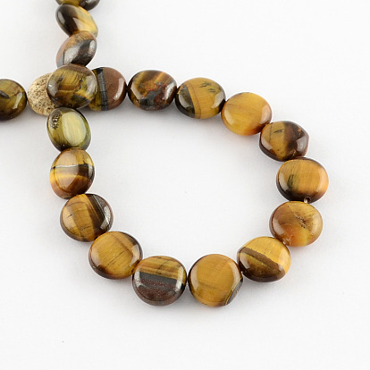 Perlas naturales tigre de piedra ojo hebras, plano y redondo