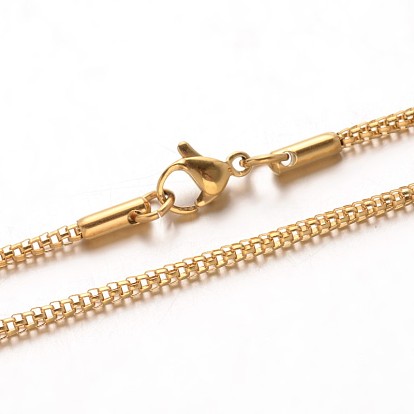 304 Stainless Steel Lantern Chain Necklaces, with Lobster Claw Clasps, 17.7 inch(45cm), 2mm