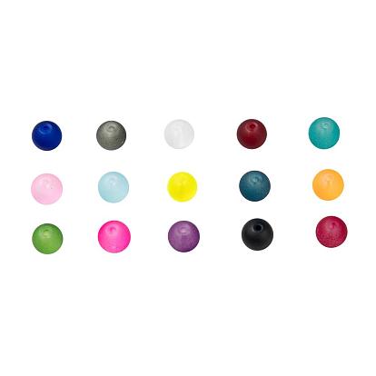 15 цветные прозрачные стеклянные шарики, для изготовления украшений из бисера, матовые, круглые