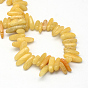 Natural Topaz Jade Stone Bead Strands, Chip, about 13~22mm long, 6~9mm wide, 4~9mm thick, Hole: 1mm, about 60pcs/strand, 15.7 inch