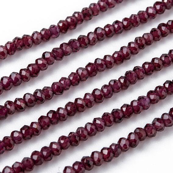 Natural Garnet Beads Strands, Faceted, Rondelle