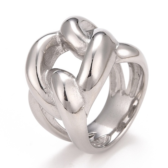 304 anneau trapu ovale torsadé en acier inoxydable, anneau creux pour femme
