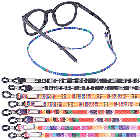 Gorgecraft 10pcs 5 chaînes de lunettes en polyester de couleurs, style enthétique, avec des apprêts en fer et en caoutchouc