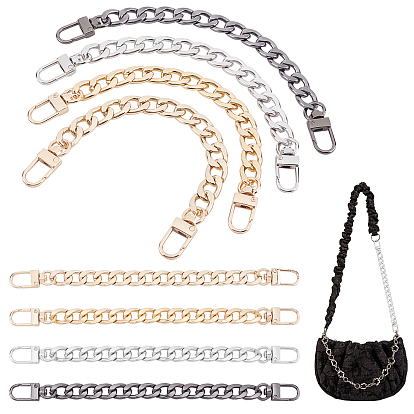 Pandahall elite 8 piezas 4 colores aluminio cadenas de bordillo asas de bolsa, con broches de aleación, para accesorios de reemplazo de bolsas