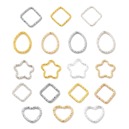 50 piezas de anillos de unión de hierro, anillos abiertos texturizados