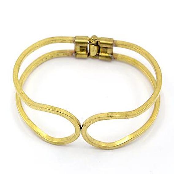 Laiton bracelets blancs, pour le bricolage fabrication de bijoux, avec des agrafes, 61x45mm