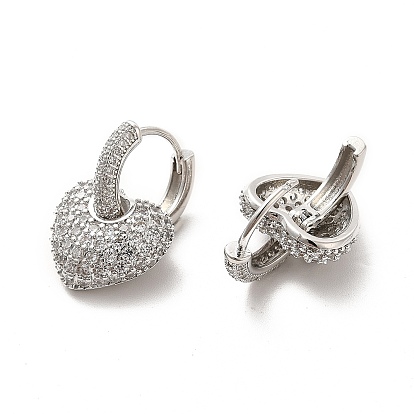 Прозрачные серьги-кольца с сердцем из кубического циркония, украшения из латуни для женщин
