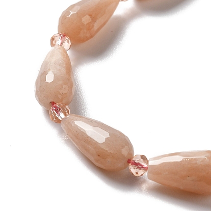 Natural Sunstone Beads Strands, Faceted, Teardrop