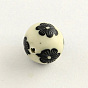Fleurs à la main des perles en pâte polymère de motif, ronde, 9~10mm, Trou: 1~2mm