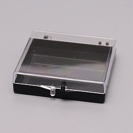 Boîte de rangement en plastique, boîte d'emballage de badge, rectangle avec couvercle transparent