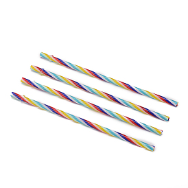 Disposable PP Straws, for Party Table Decorations, Twisted Rainbow Pattern