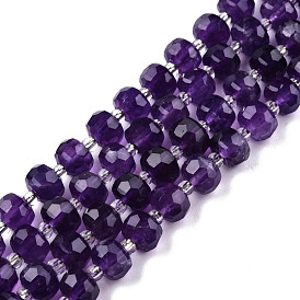Chapelets de perles naturelles améthyste, avec des perles de rocaille, facette, rondelle