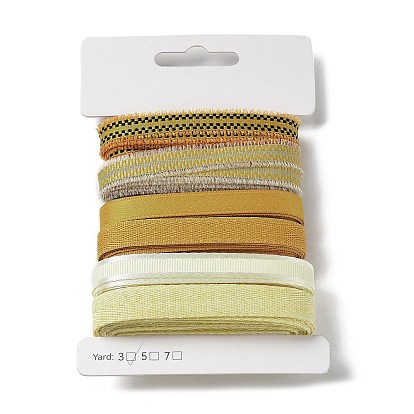 18 ярдов 6 стилей полиэфирной ленты, для поделок своими руками, бантики для волос и украшение подарка, желтая цветовая палитра