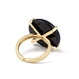 Lampwork Evil Eye Open Cuff Ring, Golden Brass Lucky Jewelry for Women, Lead Free & Cadmium Free
