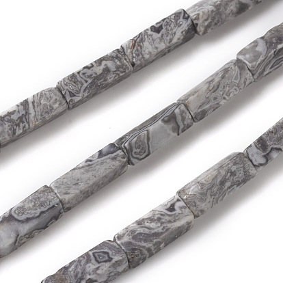 Natural Map Stone/Picasso Stone/Picasso Jasper Beads Strands, Cuboid