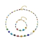 Bracelet de collier de perles de verre et mauvais œil au chalumeau, ensemble de bijoux pour femmes